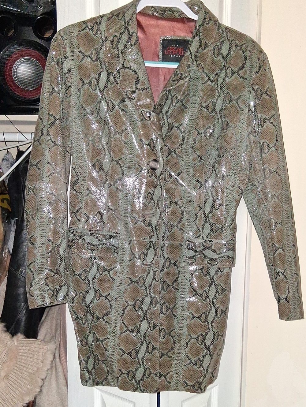 Olive Green Snake-Print Blazer Jacket by Joseph Ribkoff
